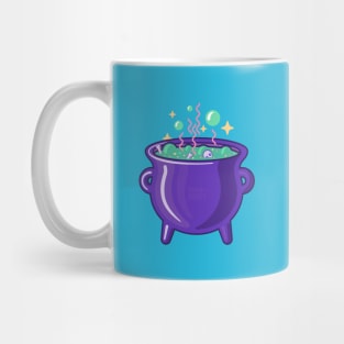 Witch's cauldron bubbling with magic on light colours Mug